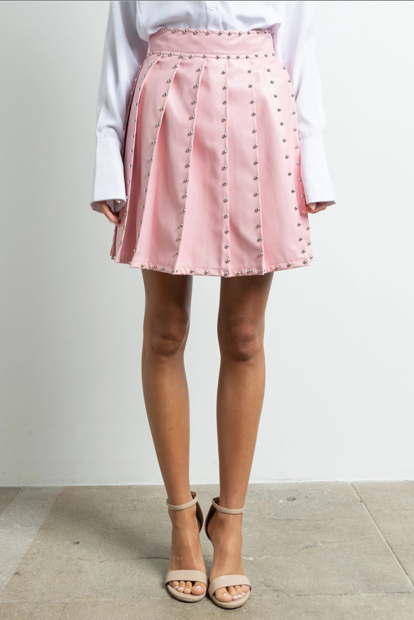 Vegan Leather Studded Skirt