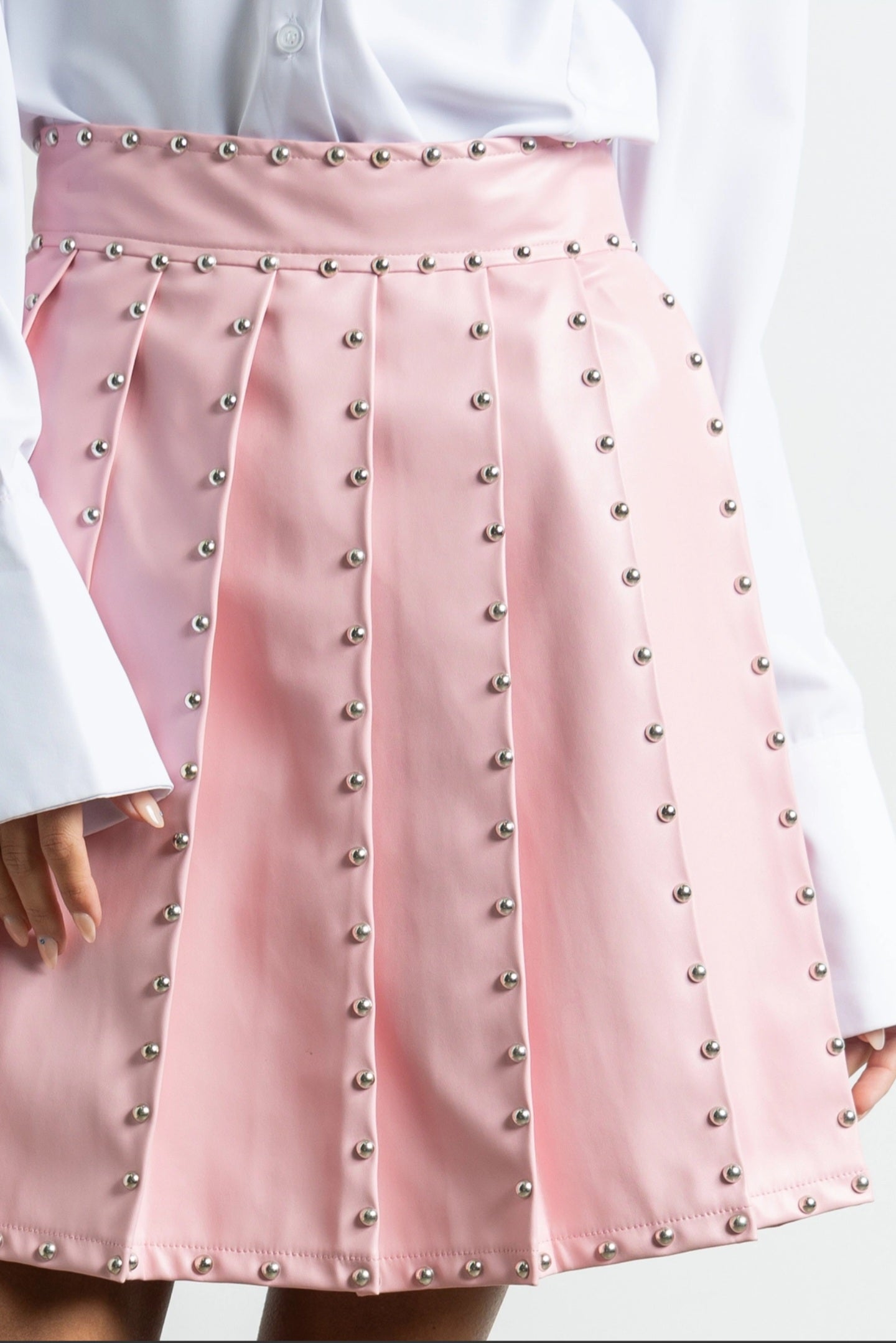 Vegan Leather Studded Skirt