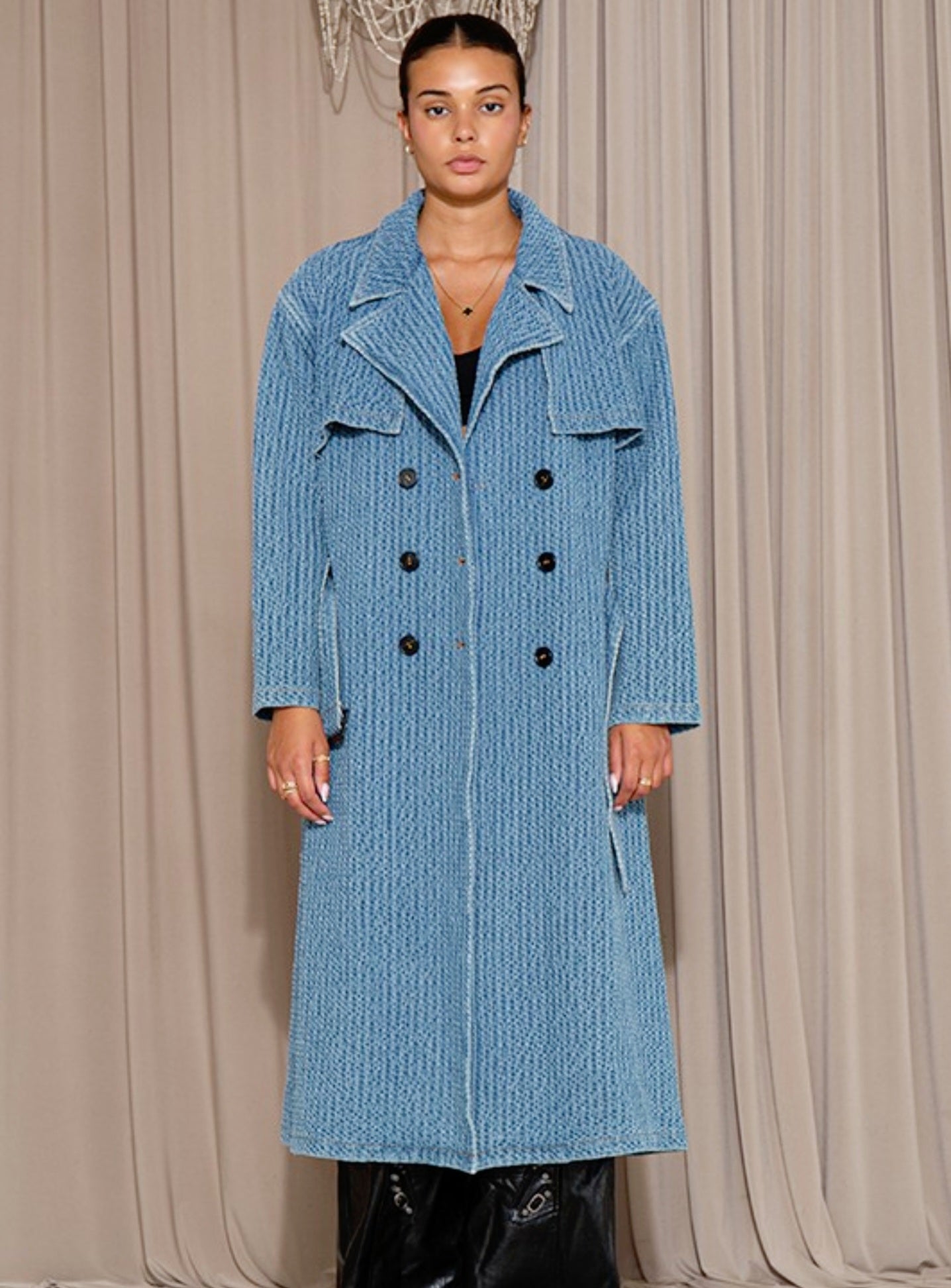 Denim Trench Coat w/Belt