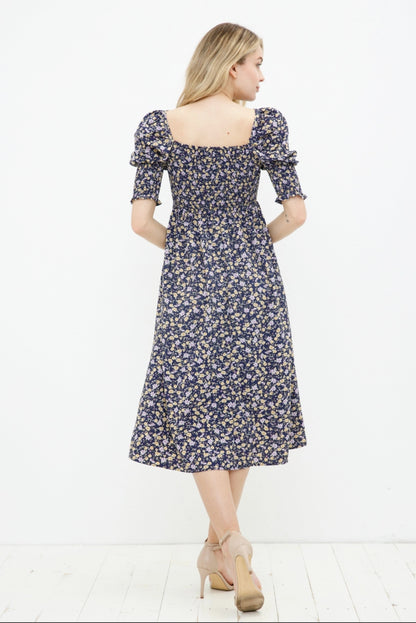Smocked Bodice Floral Dress