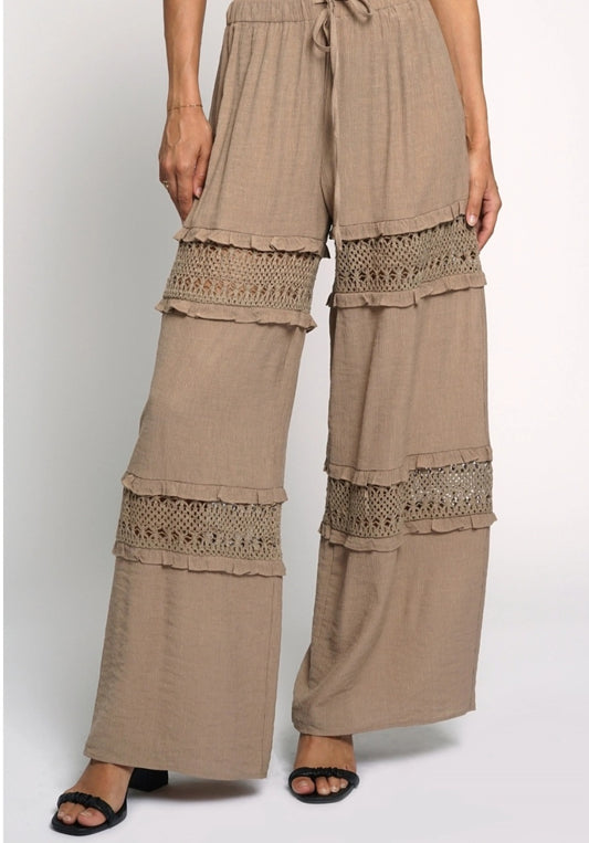 Lace Detail Drawstring Pants