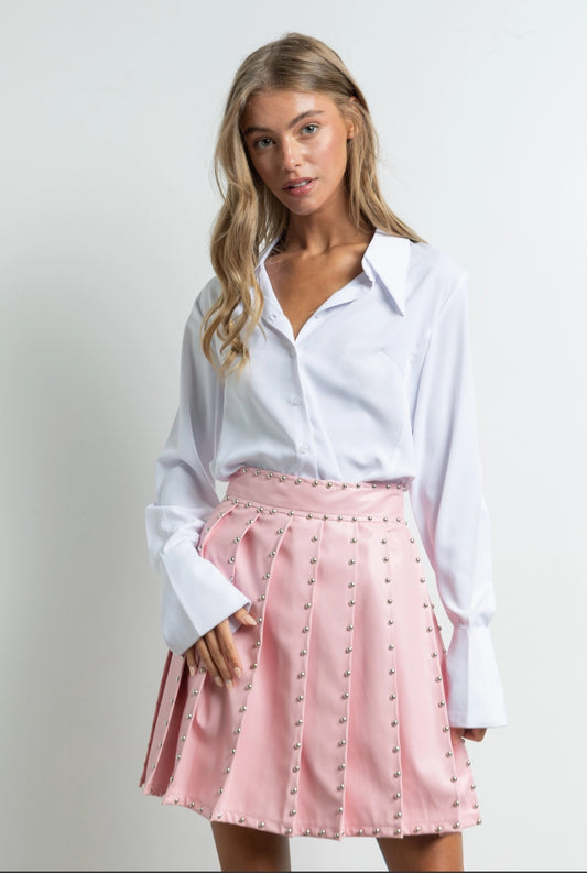 Vegan Leather Studded Skirt