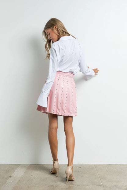 Vegan Leather Studded Skirt