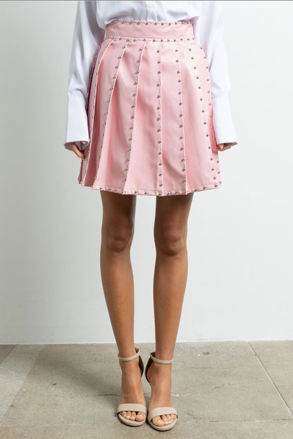 Vegan Leather Studded Skirt