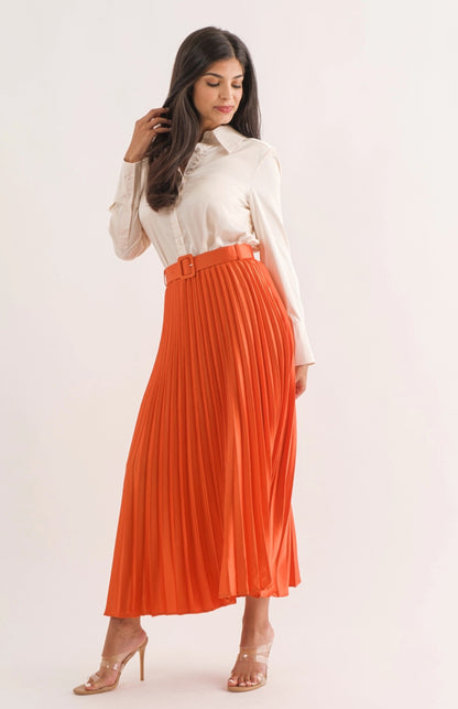 Satin Pleated Skirt