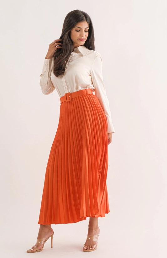 Satin Pleated Skirt