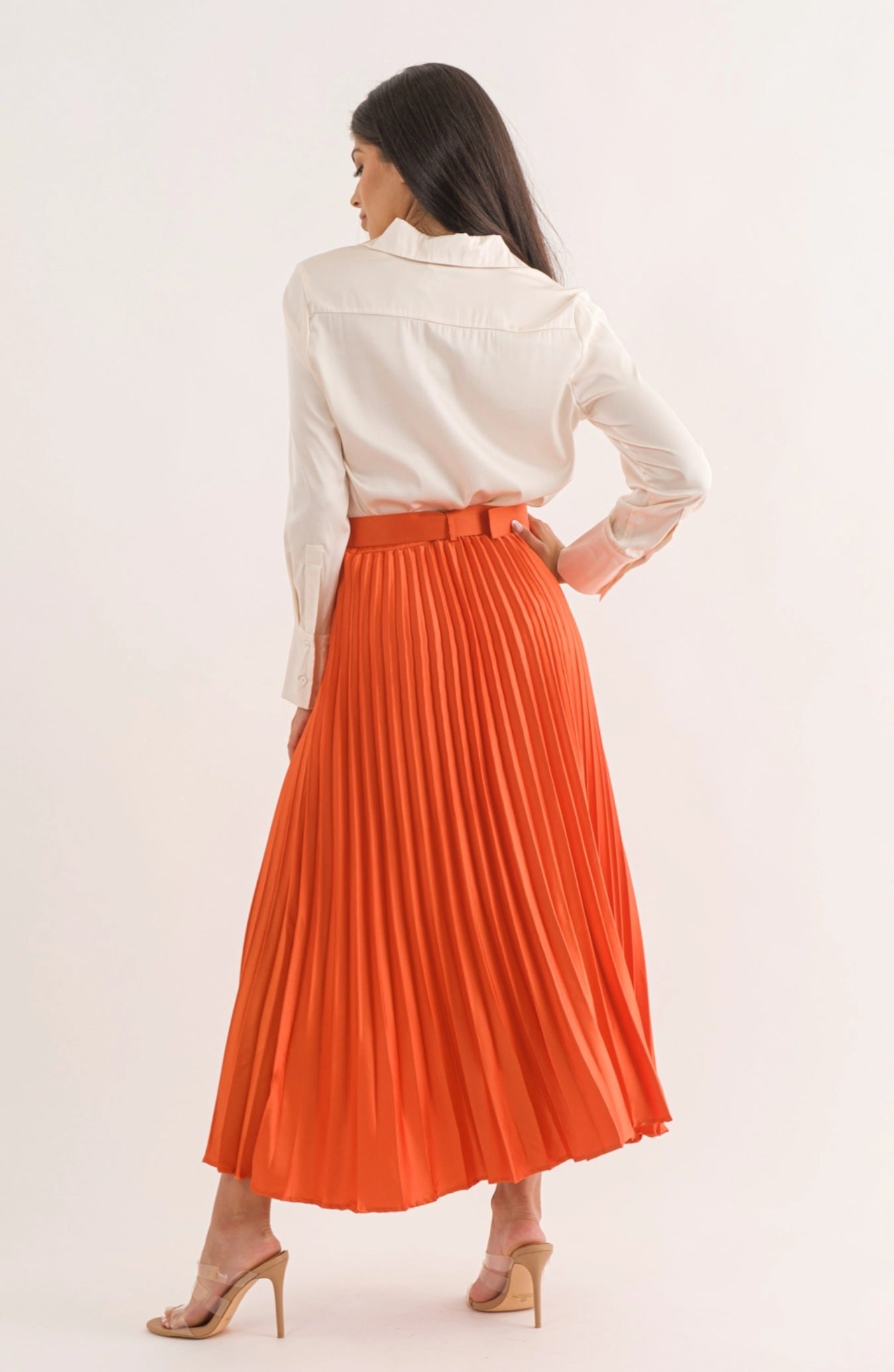Satin Pleated Skirt