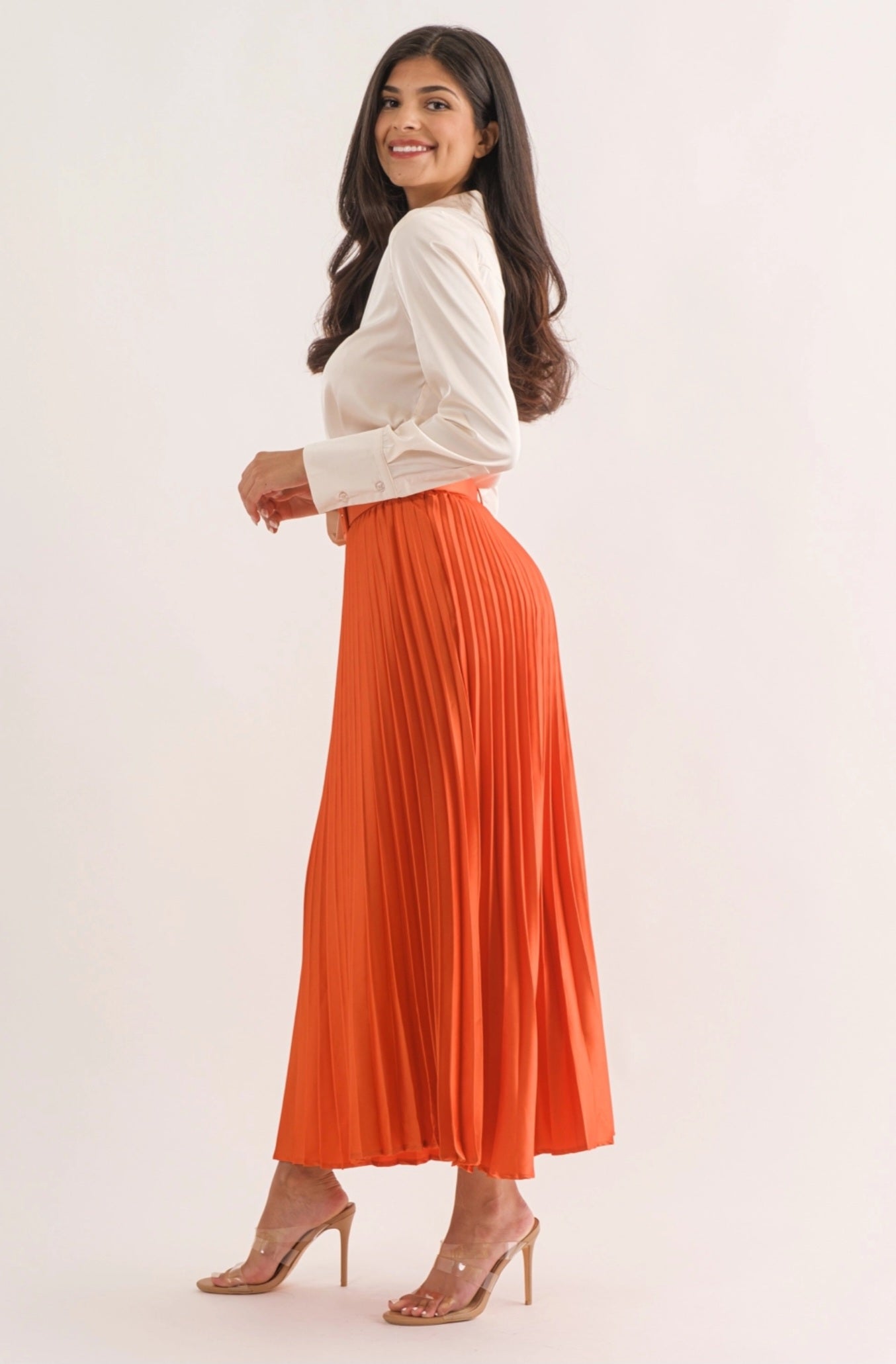 Satin Pleated Skirt