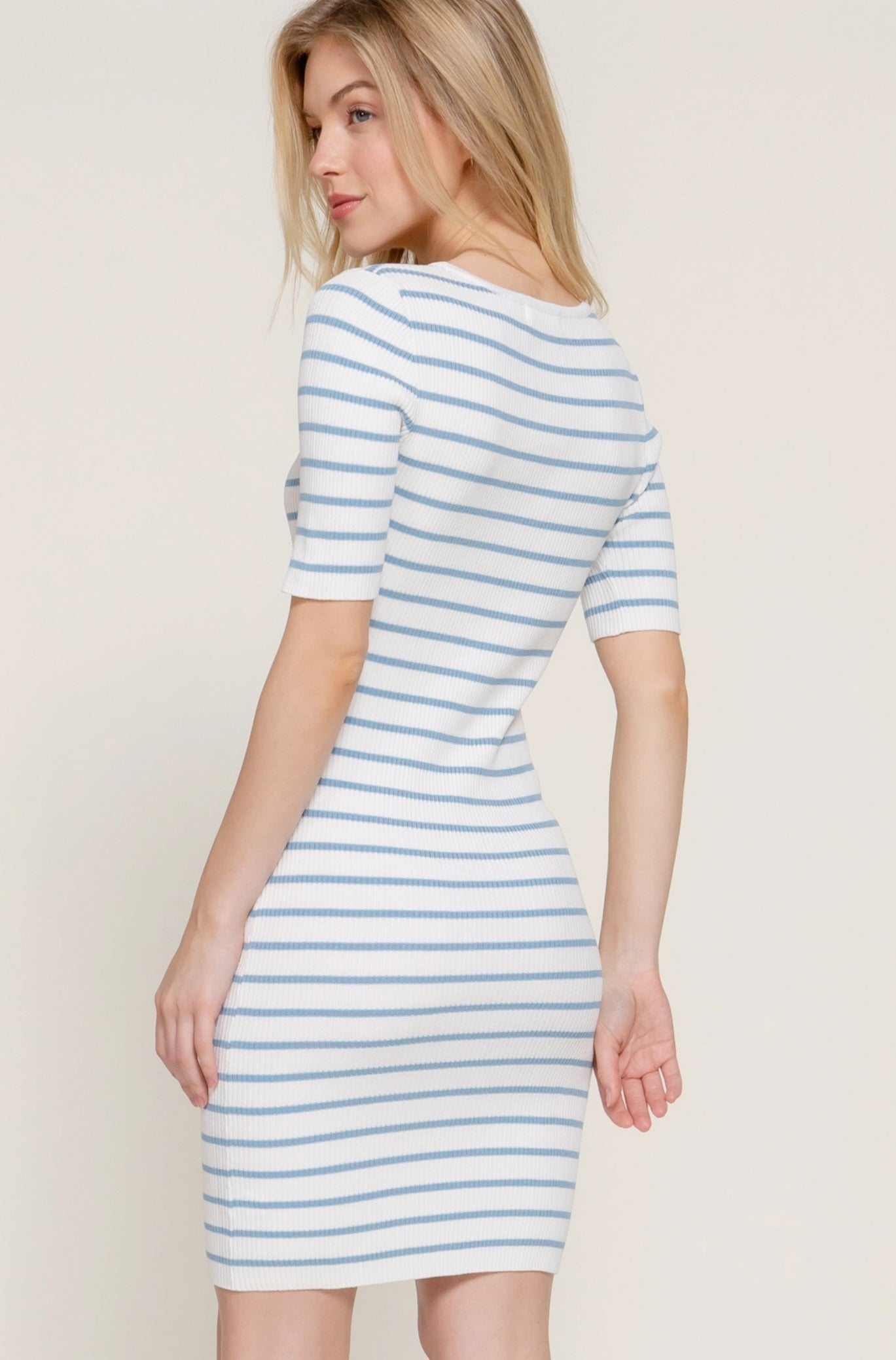 Short Sleeve Stripe Spring Dress