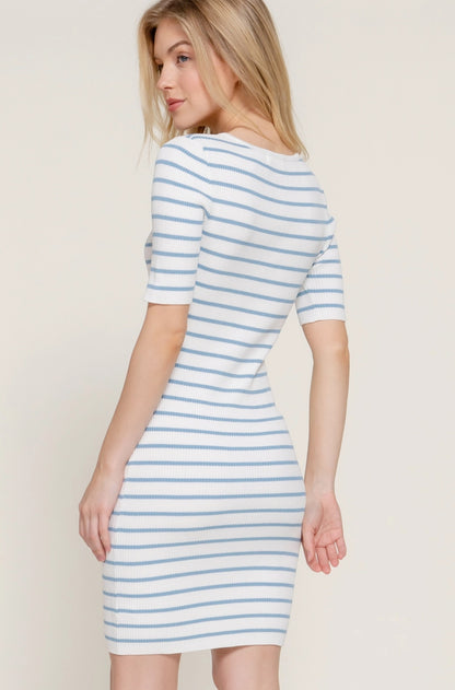 Short Sleeve Stripe Spring Dress