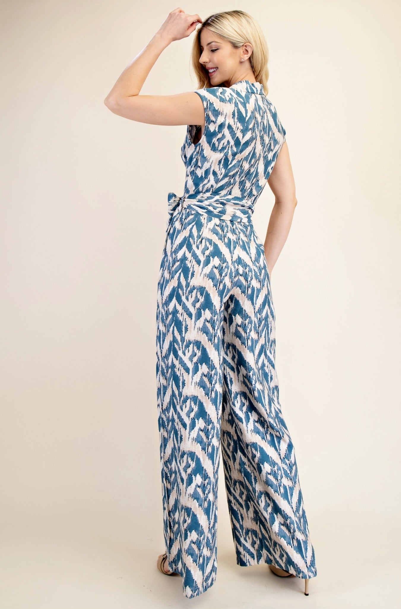 Blue Patterned Jumpsuit
