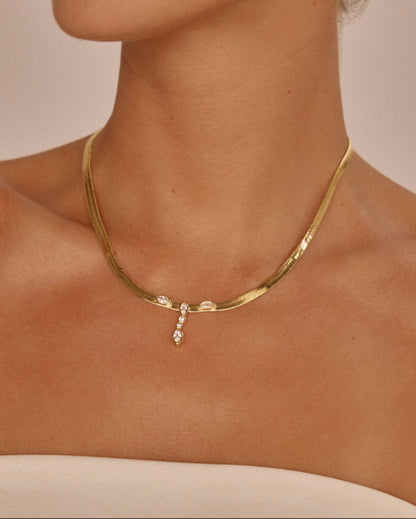 Gold Necklace with Stone Drops