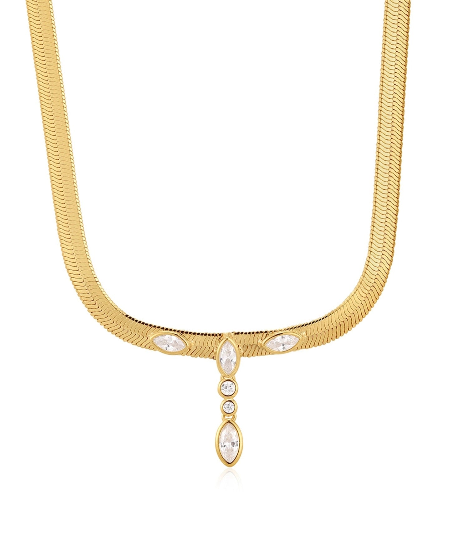 Gold Necklace with Stone Drops