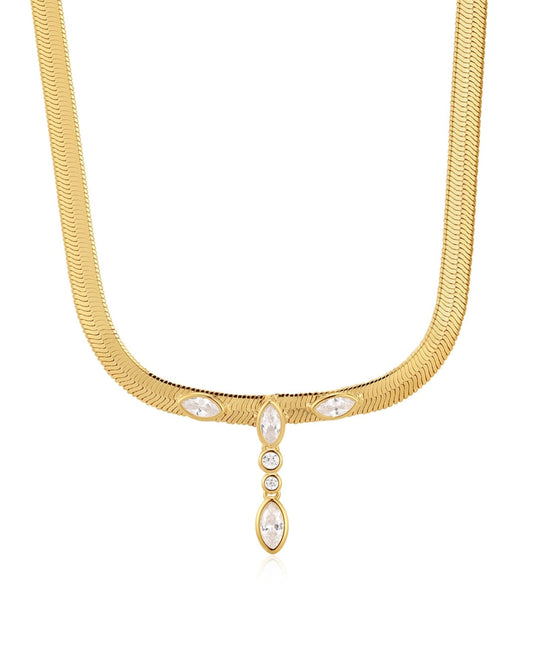 Gold Necklace with Stone Drops
