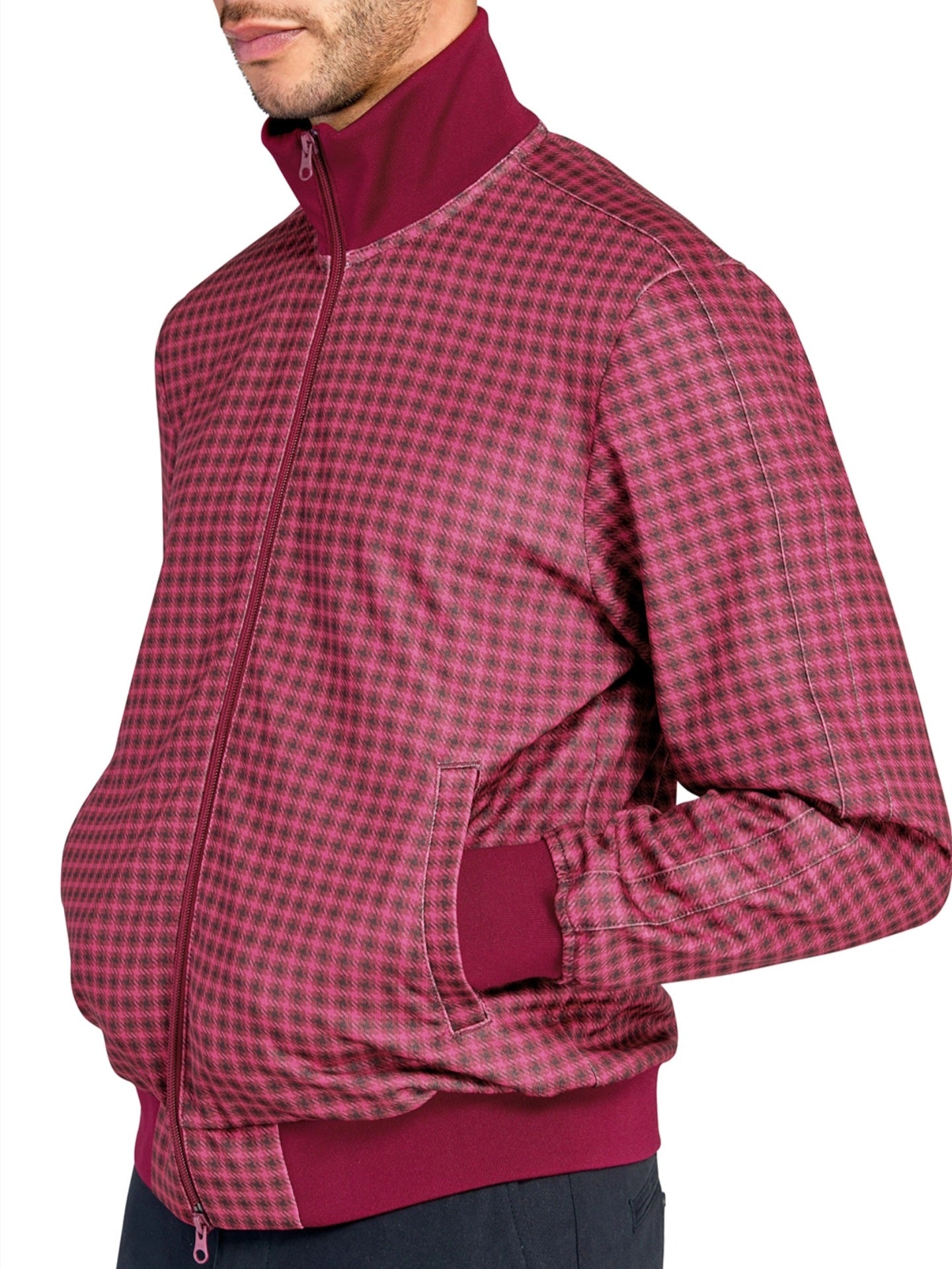 Red Houndstooth Track Jacket