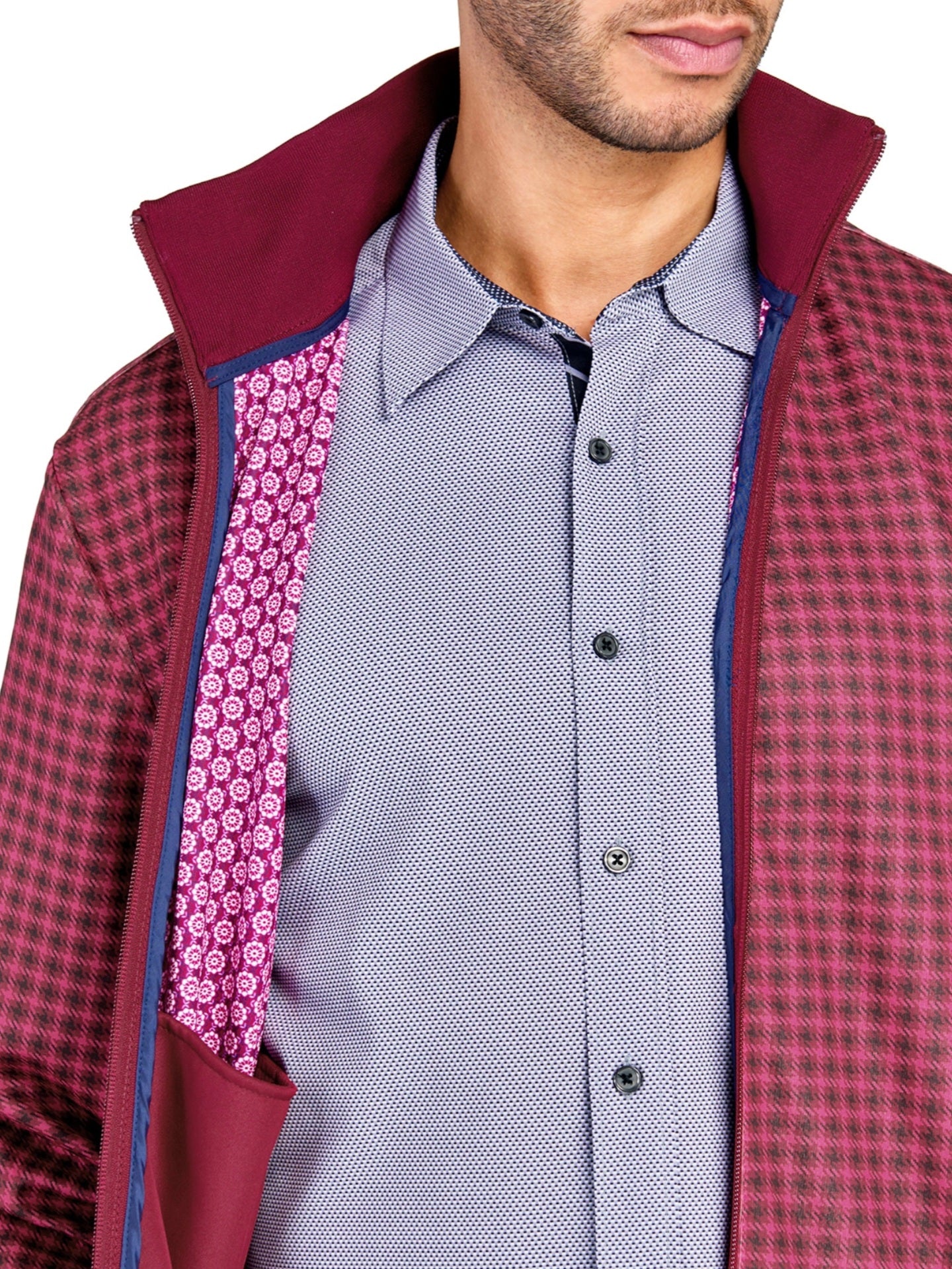 Red Houndstooth Track Jacket