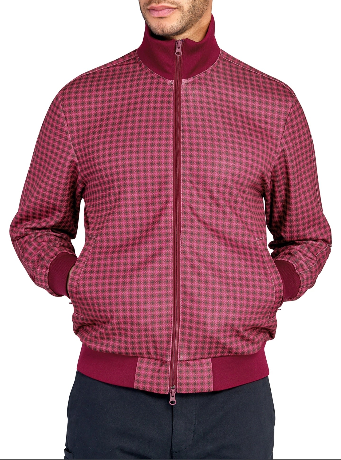 Red Houndstooth Track Jacket