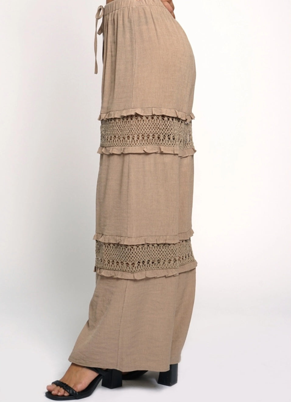Lace Detail Drawstring Pants