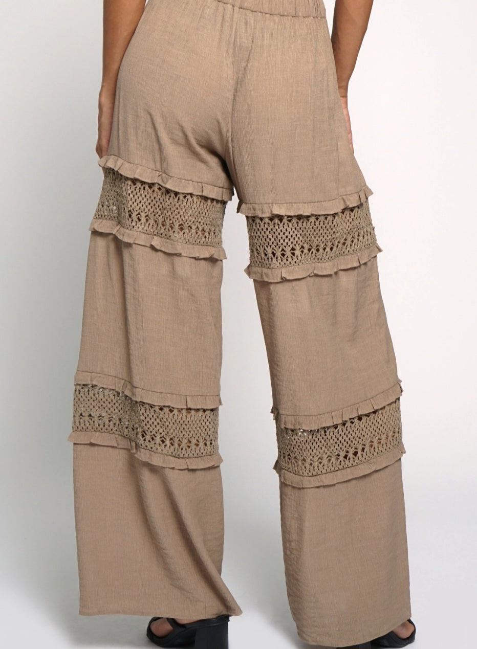 Lace Detail Drawstring Pants