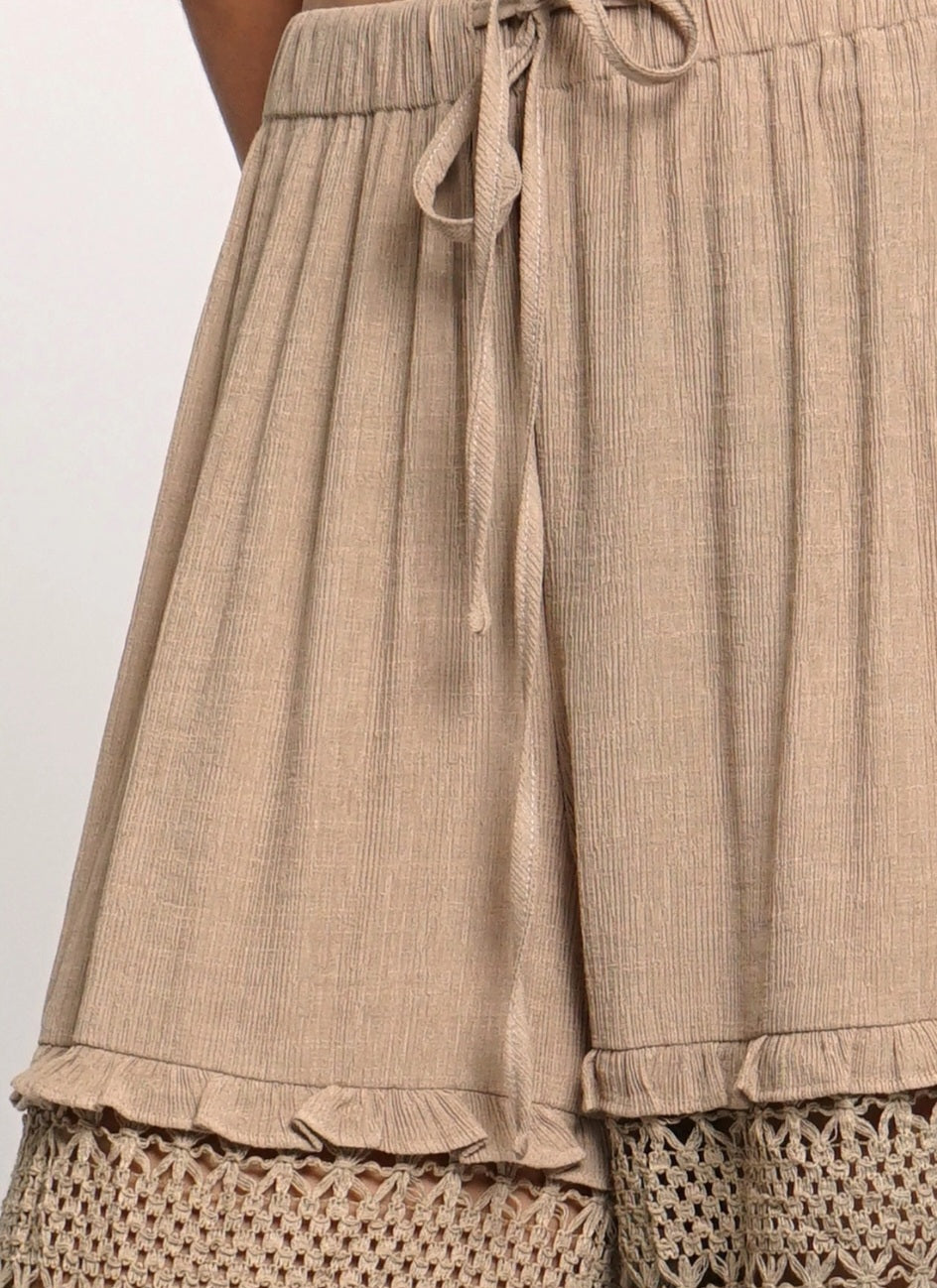 Lace Detail Drawstring Pants