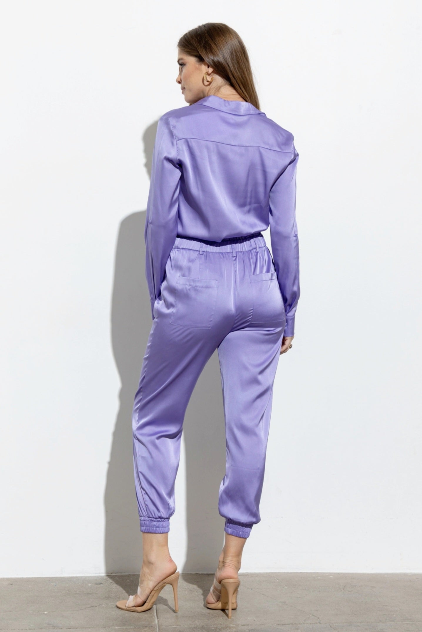 Lilac Silk Satin Jumpsuit