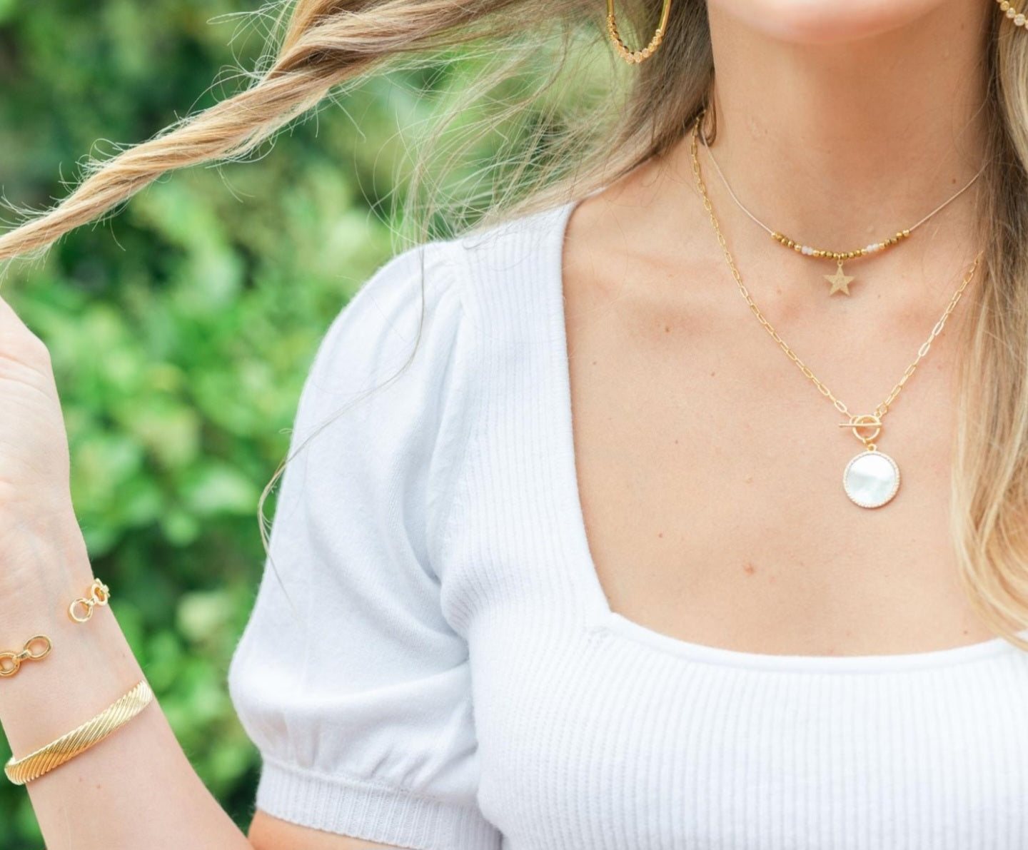 Mother of Pearl Pave Necklace