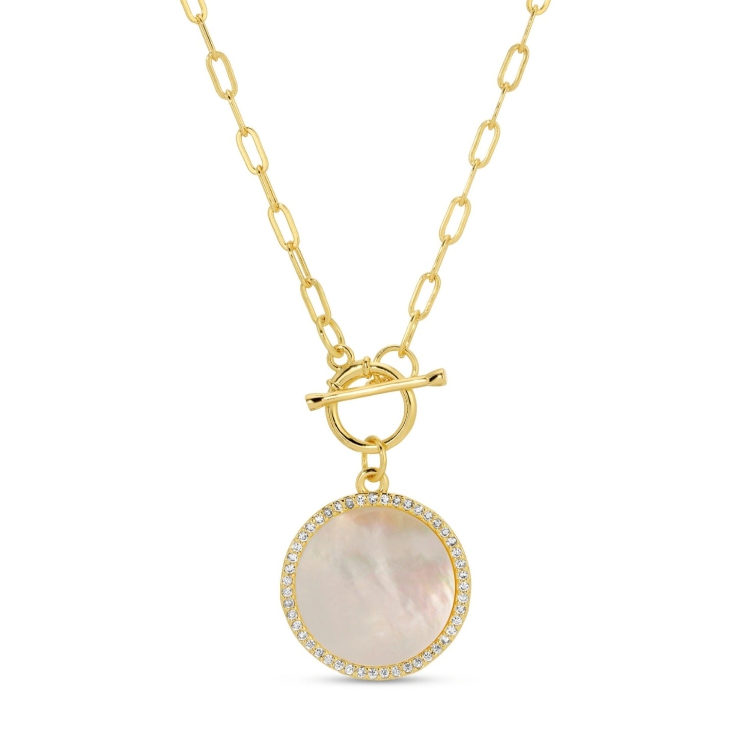 Mother of Pearl Pave Necklace