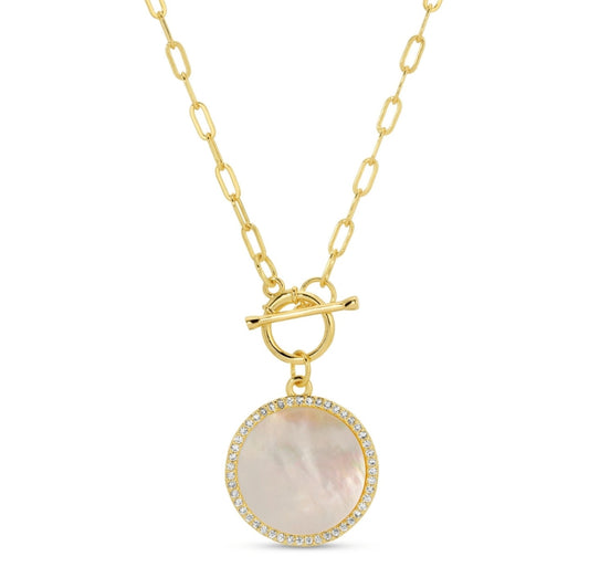 Mother of Pearl Pave Necklace