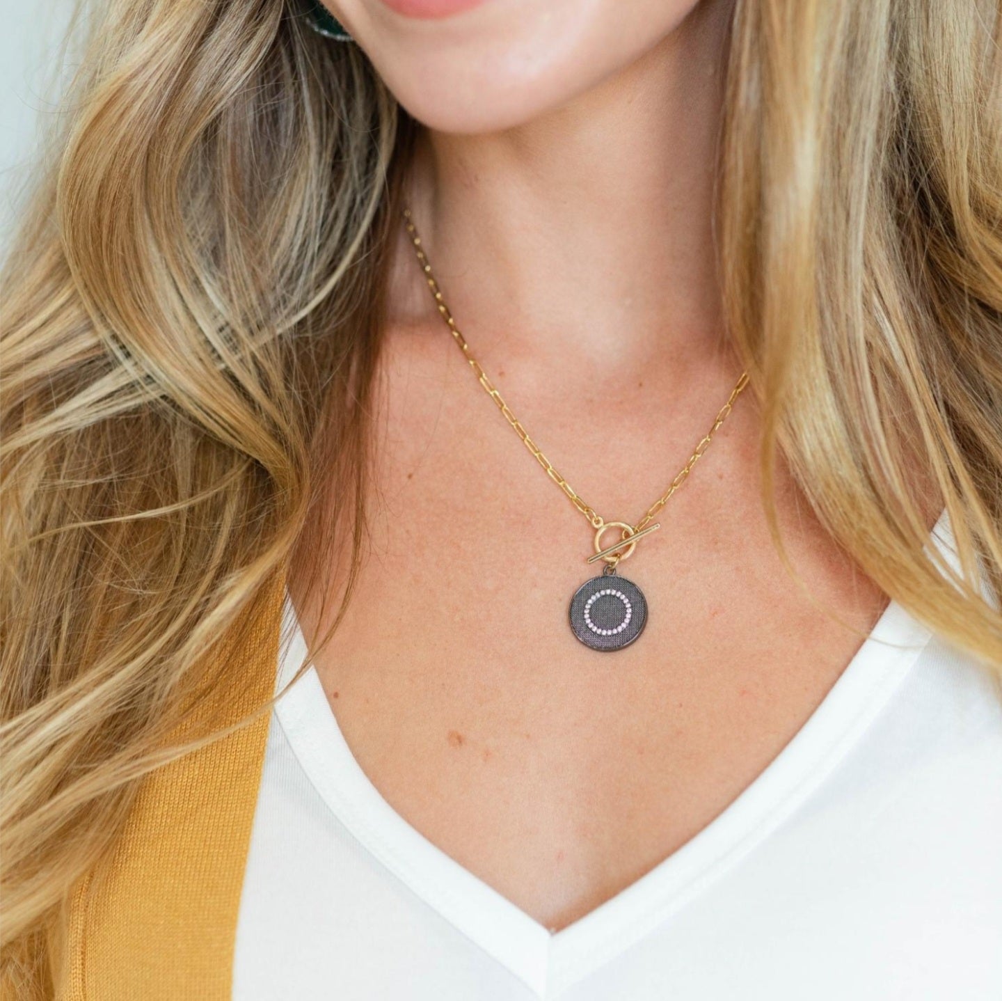Pave Circle Toggle Necklace