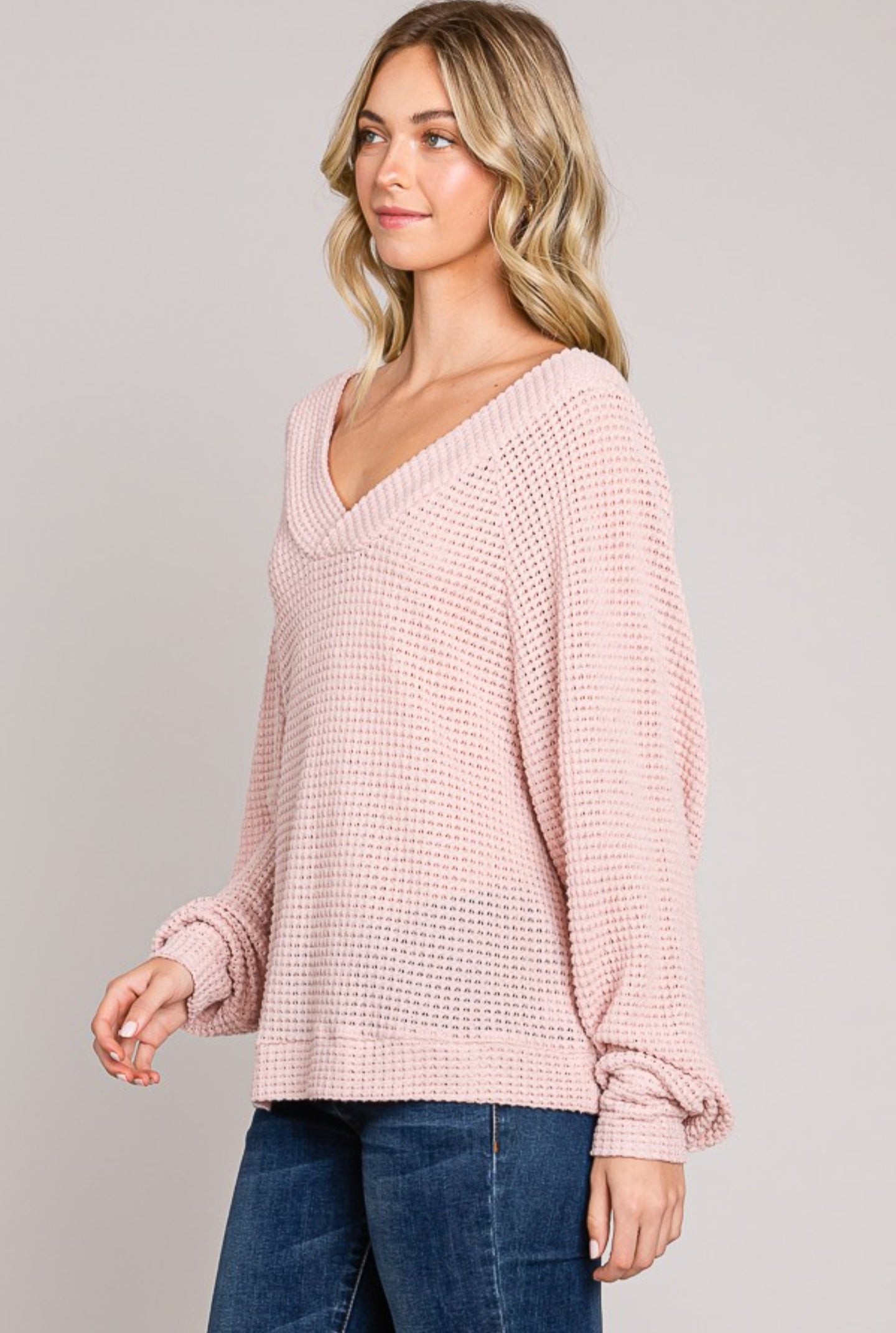Long Sleeve Blouson Knit Top