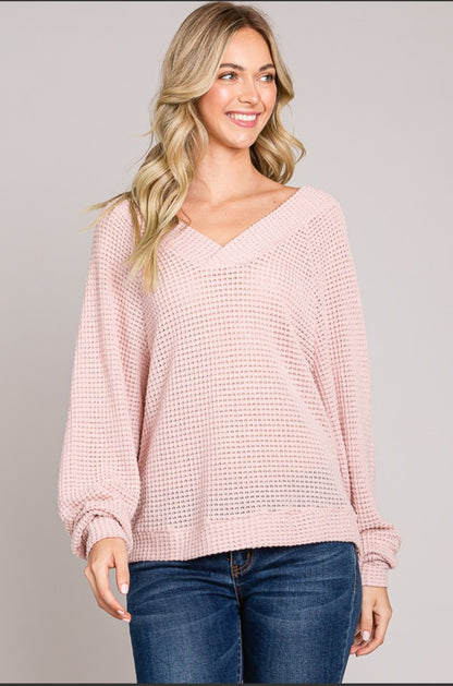 Long Sleeve Blouson Knit Top
