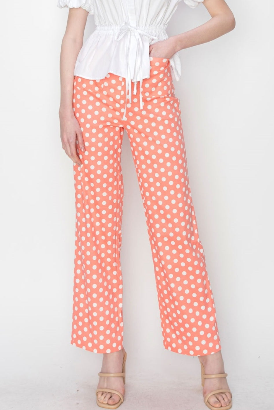 Cotton Stretch Polka Dot Pants