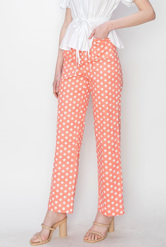 Cotton Stretch Polka Dot Pants