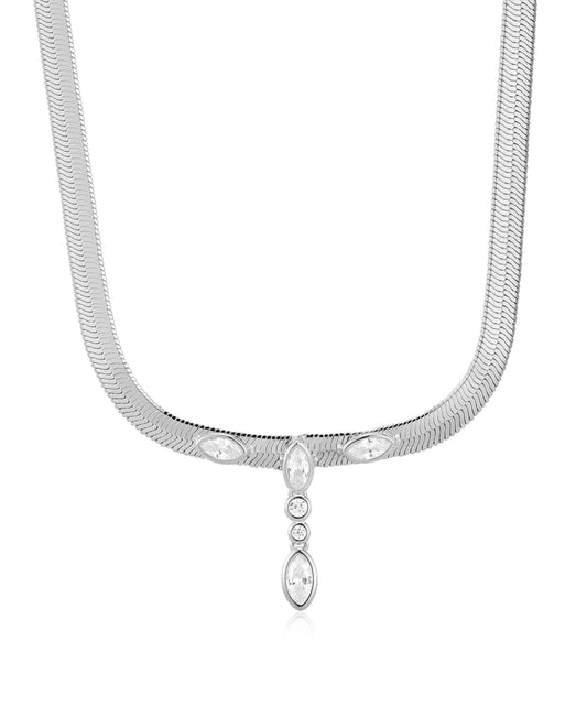 Silver Necklace with Stone Drops