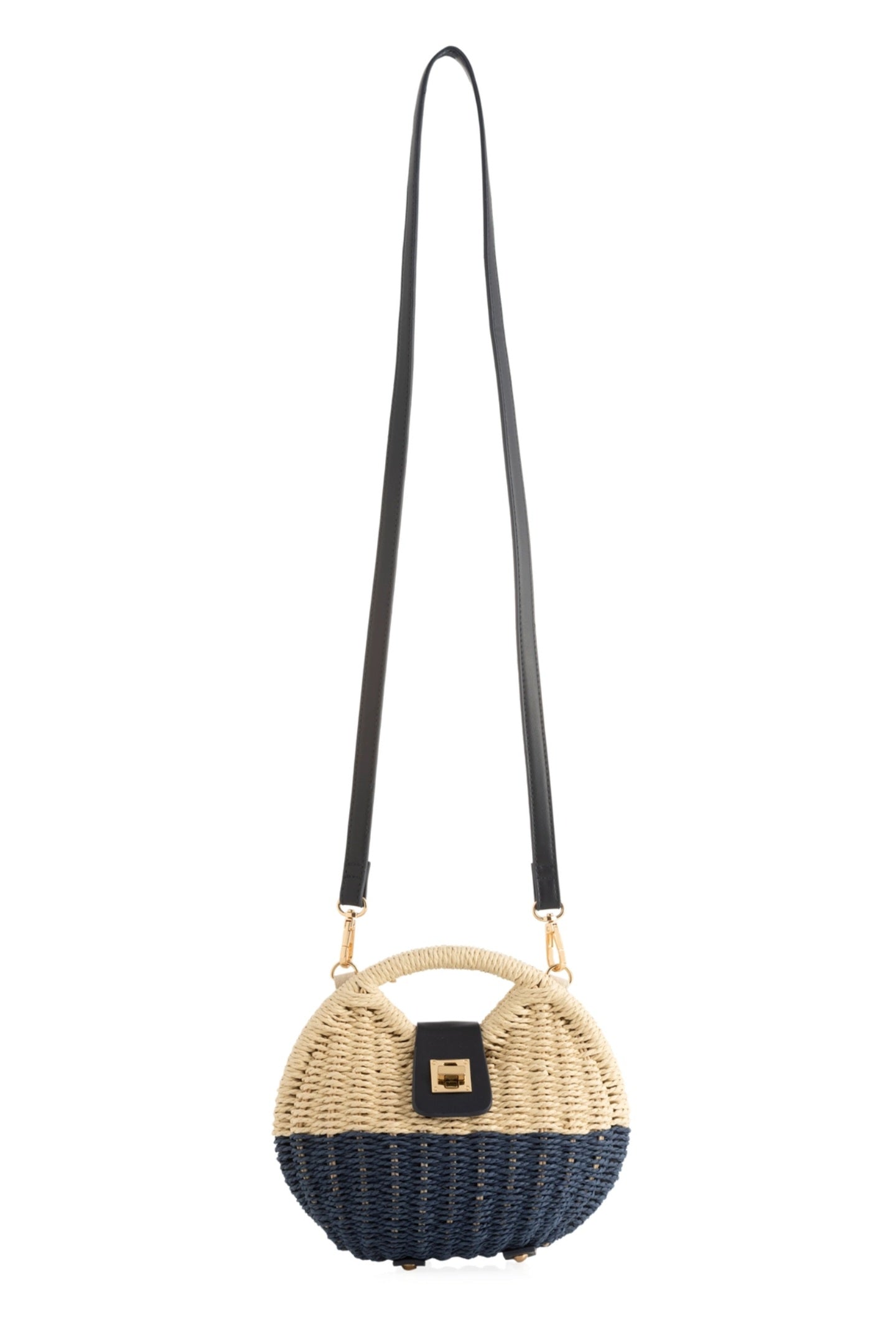 Straw and Navy Crossbody