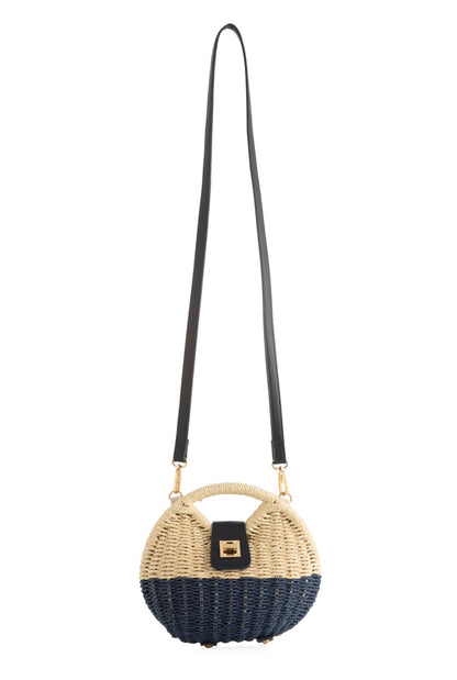 Straw and Navy Crossbody