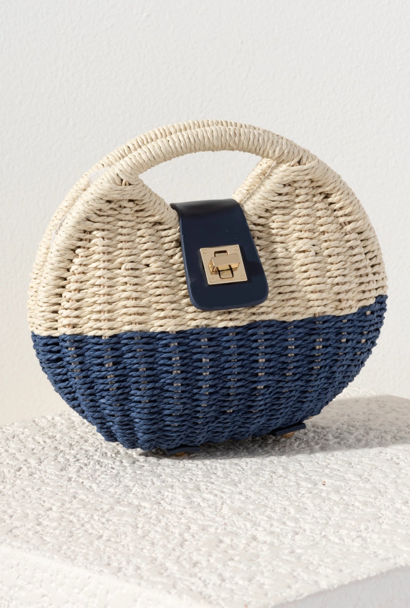 Straw and Navy Crossbody