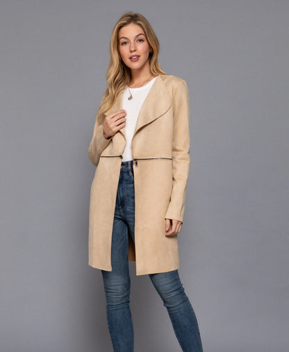 Faux Suede Zipper Detail Jacket