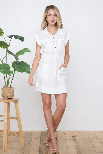 White Tie Waist Dress