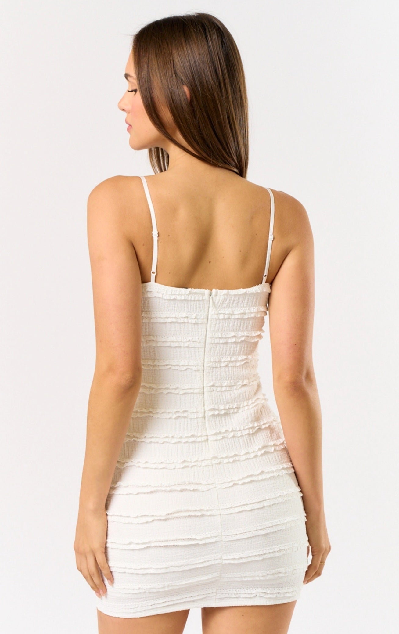 Tiny Ruffle White Mini Dress