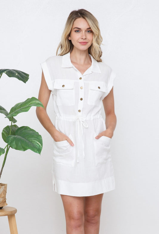 White Tie Waist Dress