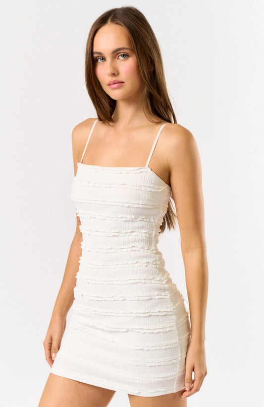 Tiny Ruffle White Mini Dress